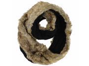 Black Cable Knit Infinity Scarf With Plush Fur Lining