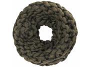 Olive Green Rope Yarn Link Knit Infinity Circle Scarf