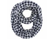 Navy Blue White Houndstooth Infinity Circle Scarf