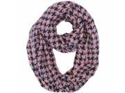 Pink Navy Blue Houndstooth Infinity Circle Scarf
