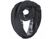 Black Cable Knit Infinity Scarf With Flannel Lining