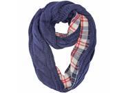 Navy Blue Cable Knit Infinity Scarf With Flannel Lining