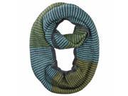 Green Multi Stripe Eyelash Soft Knit Circle Infinity Scarf