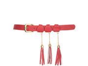 Red Fancy Triple Hanging Tassel Skinny Belt