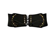 Corset Style Black Stretch Belt Gold Rivets