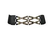 Black Stretch Waist Cinch Belt With Gold X Buckle