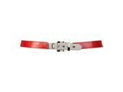 Thin Red Leather Textured Elastic Cinch Belt
