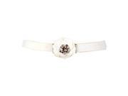 White Thin Belt With Rosette Petal Buckle