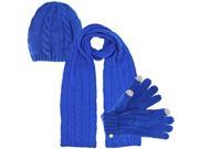 Royal Blue 3 Piece Beanie Cap Scarf Gloves Set