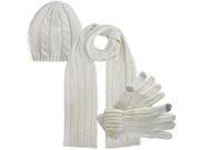 Ivory 3 Piece Beanie Cap Scarf Gloves Set