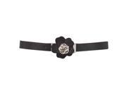 Black Thin Belt With Rosette Petal Buckle