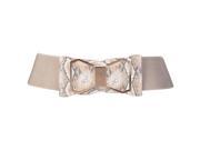 Ivory Snake Print Wide Cinch Belt With Bow