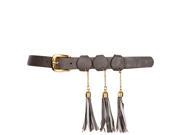 Dark Gray Fancy Triple Hanging Tassel Skinny Belt