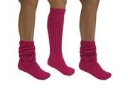 Hot Pink All Cotton 3 Pack Extra Heavy Slouch Socks
