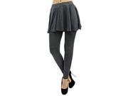 Charcoal Gray Stretch Flared Skirt Leggings