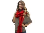 Red Knit Shawl Wrap With Pom Pom Ties