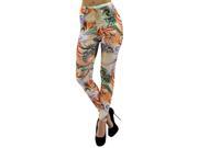Orange Colorful Airbrush Style Graffiti Stretch Footless Tights