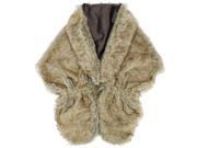 Brown Solid Faux Fur Plush Shawl Wrap With Satin Lining
