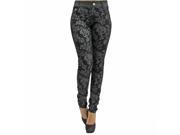 Black Floral Stretch Jegging Tights With Pockets