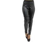 Black Two Tone Leatherette Leggings With Pockets