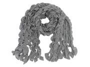 Grey Scalloped Knit Winter Scarf