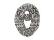 Gray White Nordic Print Infinity Knit Scarf
