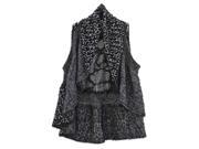 Black Leopard Fuzzy Knit Draped Sweater Vest