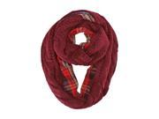 Burgundy Cable Knit Circle Scarf With Flannel Lining