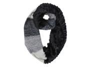 Black Color Block Faux Fur Knit Infinity Scarf