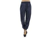 Navy Blue Faux Leather Joggers