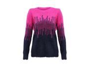 Hot Pink Navy Blue Eyelash Long Sleeve Sweater