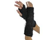 Black Metallic Fuzzy Knit Fingerless Arm Warmers