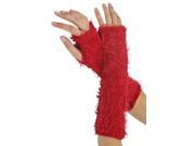 Red Fuzzy Eyelash Knit Fingerless Arm Warmers