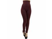 Brown High Waist Compression Leggings With Terry Lining