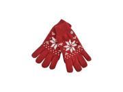 Burgundy White Thermal Insulated Women s Snowflake Knit Gloves