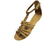 Tan Strap Studded Gladiator Chain Sandals