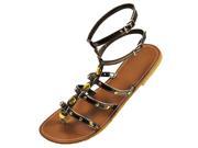 Bronze Strappy Thong Gladiator Style Flat Sandals