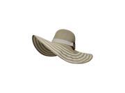 Cream Tan Striped Brim Floppy Beach Hat