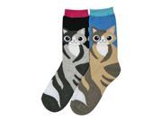 Sly Cat Print 2 Pack Fashion Crew Socks