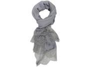 Gray Lightweight Gauze Oblong Scarf With Lace Edge