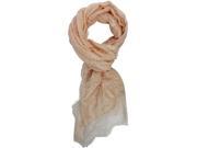 Peach Lightweight Gauze Oblong Scarf With Lace Edge