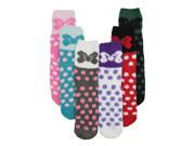 Polka Dot Bows Multicolor 6 Pack Assorted Fuzzy Socks