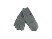 Gray Knit Half Finger Mitten Gloves