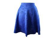 Royal Blue Floral Embossed Flared Skater Skirt