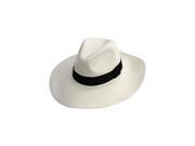 White Woven Straw Pinch Top Floppy Panama Hat