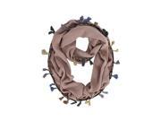Mauve Jersey Knit Circle Scarf With Multicolor Tassels