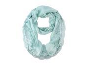 Mint Green Lightweight Spring Circle Scarf With Crochet Lace