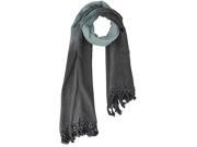 Black Two Tone Ombre Lightweight Tassel Fringe Spring Scarf