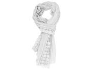 Ivory Lightweight Oblong Scarf With Crochet Lace Trim