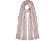 Peach Lightweight Scarf With Bold Knit Frayed Fringe